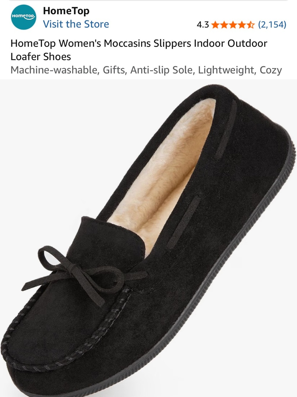 Ladies Black Suede Moccasin Slippers